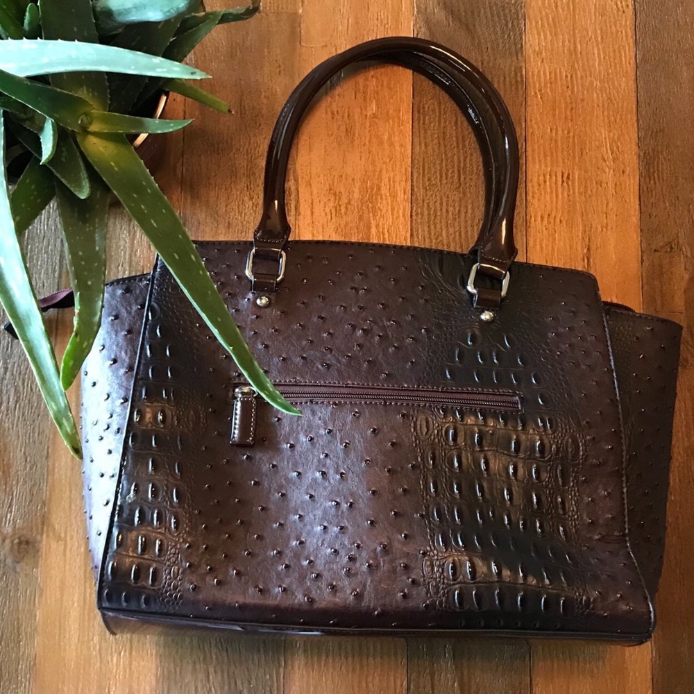 Dasein Satchel Purse Faux Crocodile & Ostrich